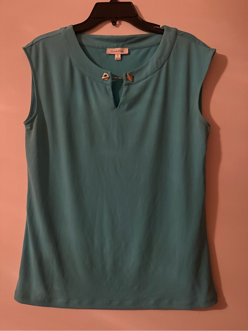 Calvin Klein Teal Keyhole Sleeveless Tank